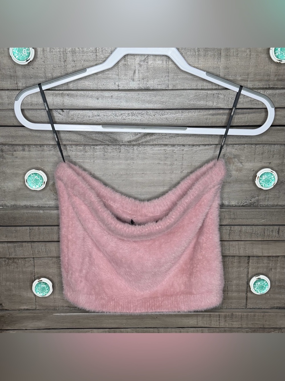 Forever 21 Women's Pink Fuzzy Knit Strapless Tube Top Size XL